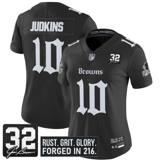 Women's Cleveland Browns #10 Quinshon Judkins 'Gothic Dawg Shadows Drop' Vapor Limited Stitched NFL Jersey - Black