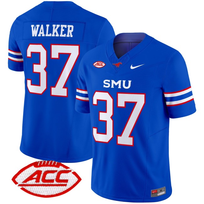 Men's SMU Mustangs #37 Doak Walker Royal 2025 F.U.S.E. ACC Patch Vapor Limited Stitched Football Jersey