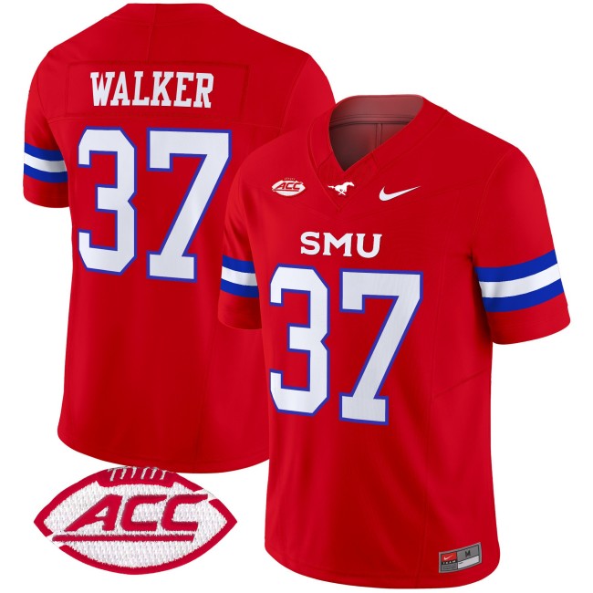 Men's SMU Mustangs #37 Doak Walker Red 2025 F.U.S.E. ACC Patch Vapor Limited Stitched Football Jersey