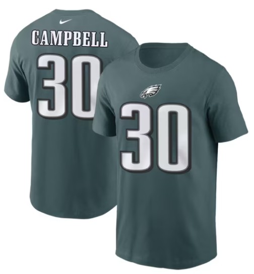 Philadelphia Eagles #30 Jihaad Campbell Green Teal Home Short Sleeve Nike T-Shirt