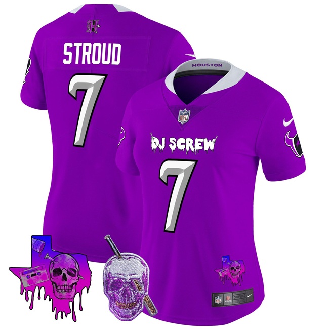 Women's Houston Texans #7 C.J. Stroud Purple F.U.S.E. DJ Screw Vapor Limited Stitched Football Jersey (Run Small) Women's Houston Texans #7 C.J. Stroud Purple F.U.S.E. DJ Screw Vapor Limited Stitched Football Jersey (Run Small)