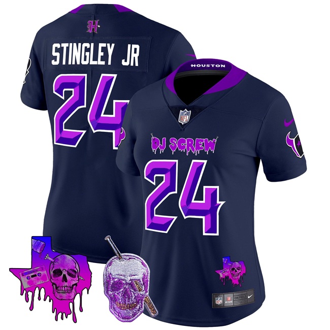 Women's Houston Texans #24 Derek Stingley Jr. Navy F.U.S.E. DJ Screw Vapor Limited Stitched Football Jersey (Run Small) Women's Houston Texans #24 Derek Stingley Jr. Navy F.U.S.E. DJ Screw Vapor Limited Stitched Football Jersey (Run Small)