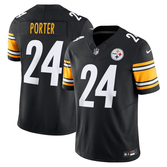 Men's Pittsburgh Steelers #24 Joey Porter Jr. Nike Black Vapor F.U.S.E. Limited Jersey