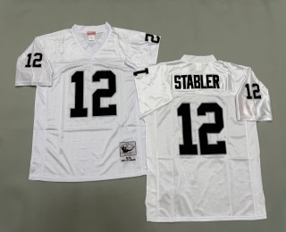Men's Oakland Raiders #12 Ken Stabler White Mitchell & Ness 1976 Throwbacks NFL Authentics Jersey