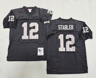 Men's Oakland Raiders #12 Ken Stabler Black Mitchell & Ness 1976 Throwbacks NFL Authentics Jersey