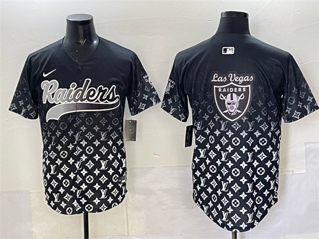 Men's Las Vegas Raiders Team Big Logo Black Nike Limited Stitched Baseball Jersey