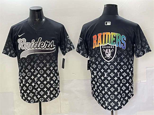Men's Las Vegas Raiders Team Big Logo Black Limited Stitched Baseball Jerseys
