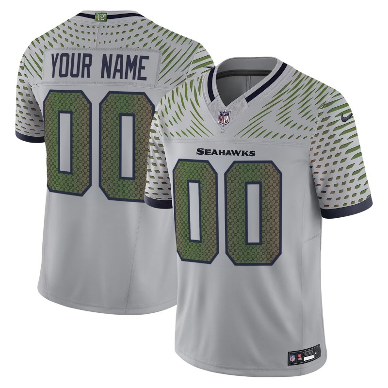 Men's Seattle Seahawks Active Player Custom 'Rivalries' High-Decibel Zone 2025 F.U.S.E. Vapor Limited Stitched Football Jersey
