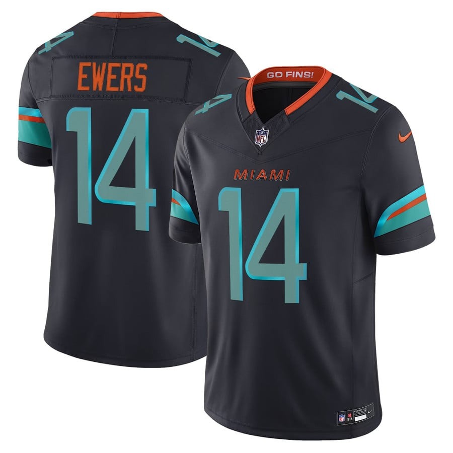Men's Miami Dolphins #14 Quinn Ewers Dark Waters Nike 'Rivalries' 2025 F.U.S.E. Vapor Limited Jersey