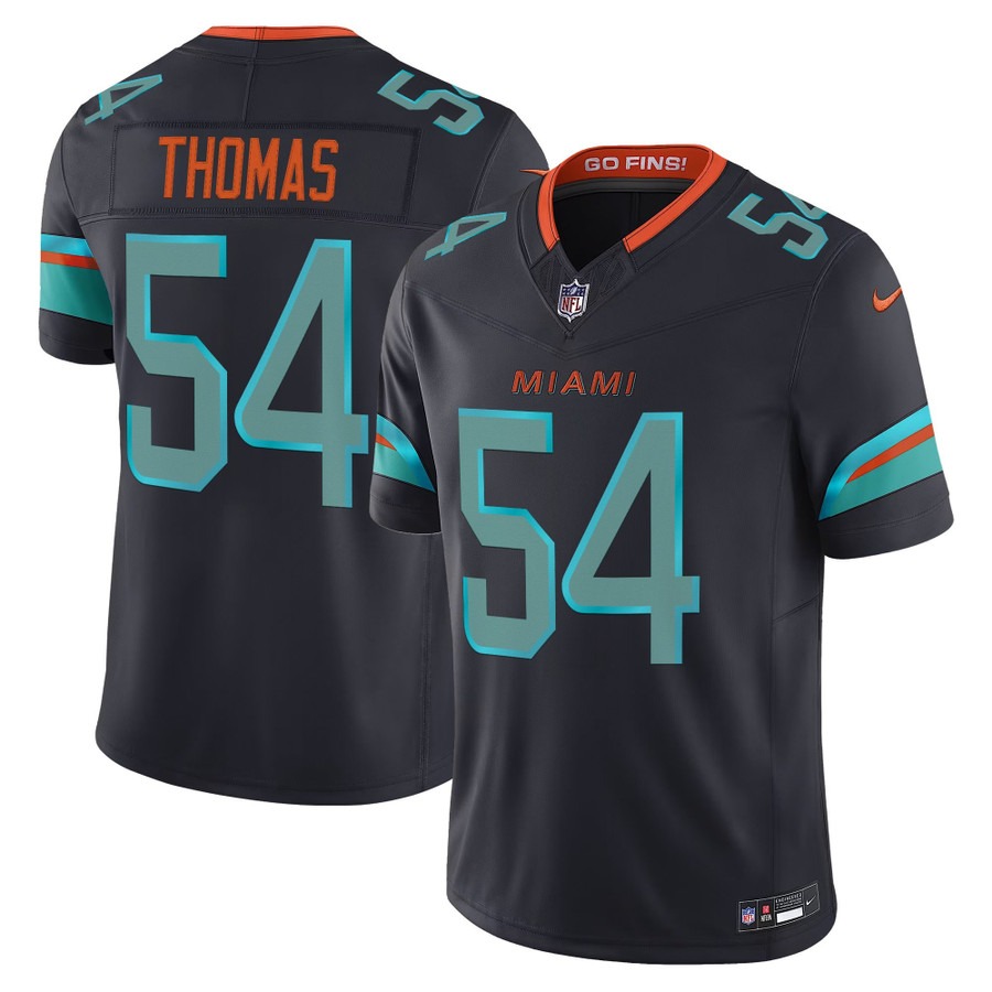 Men's Miami Dolphins #54 Zach Thomas Dark Waters Nike 'Rivalries' 2025 F.U.S.E. Vapor Limited Jersey