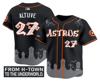 Men's Houston Astros #27 Jose Altuve Black 2025 'Halloween Shadows Edition' Vapor Premier Limited Stitched MLB Jersey