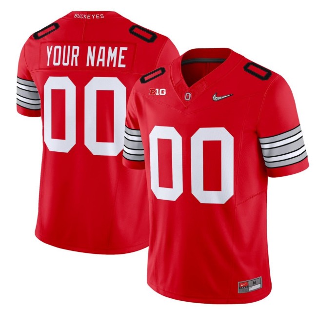 Ohio State Buckeyes Custom NEW Nike 2025 Red Football Jersey - All Stitched
