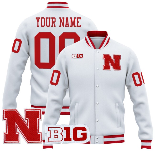 Nebraska Cornhuskers Custom White 2025 Premium Jacket - All Stitched