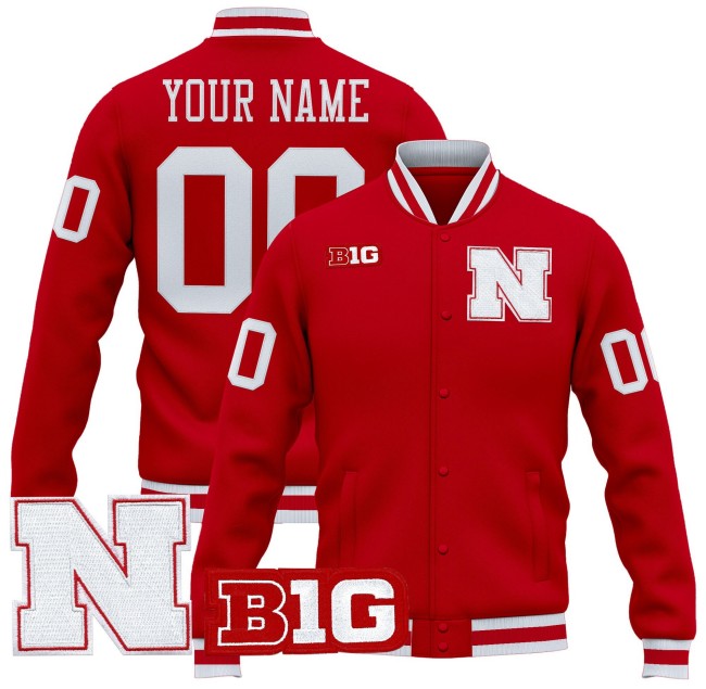 Nebraska Cornhuskers Custom Scarlet 2025 Premium Jacket - All Stitched