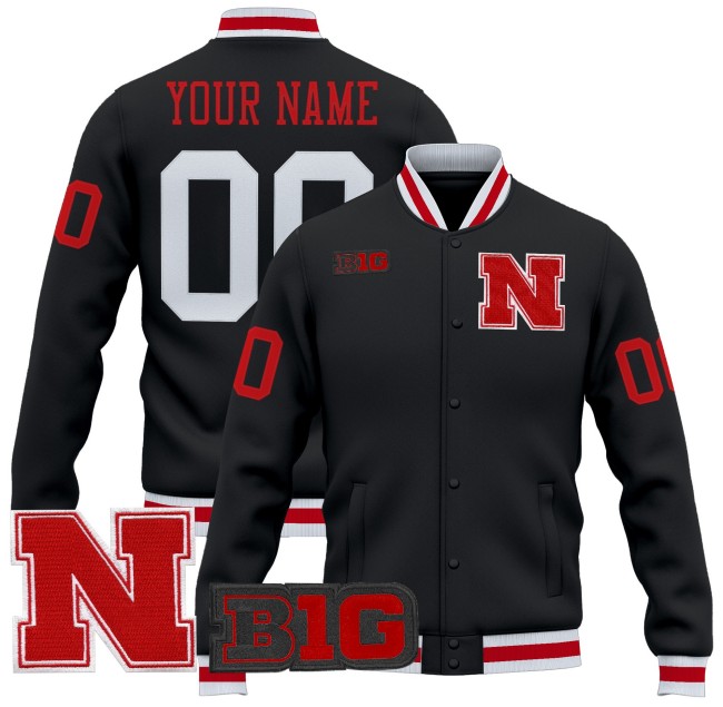 Nebraska Cornhuskers Custom Black 2025 Premium Jacket - All Stitched