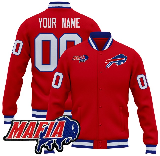 Buffalo Bills Custom Red 2025 Bills Mafia Patch Premium Jacket - All Stitched