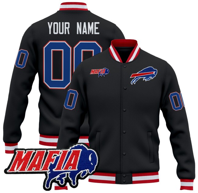 Buffalo Bills Custom Black 2025 Bills Mafia Patch Premium Jacket - All Stitched