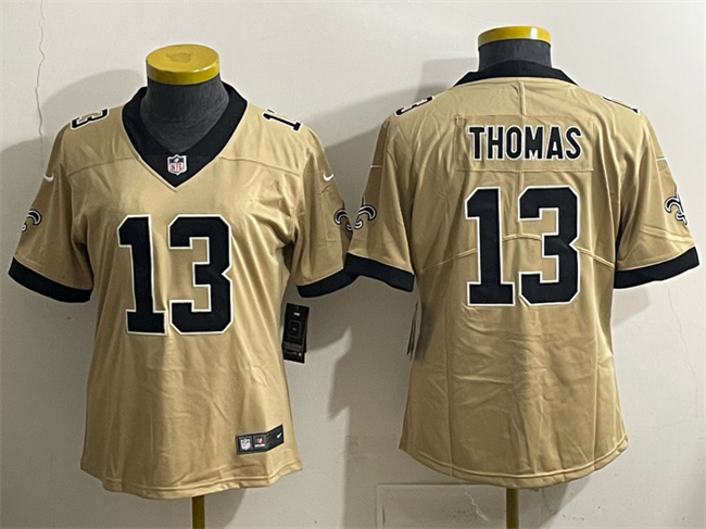 Women's New Orleans Saints #13 Michael Thomas Gold Alternate Vapor Limited Stitched Football Jersey