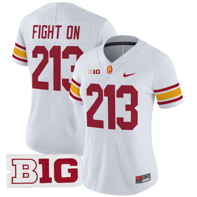 Women's USC Trojans 213 Fight On Throwback 2025 Nike Limited Football Jersey - White