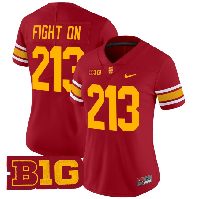 Women's USC Trojans 213 Fight On Throwback 2025 Nike Limited Football Jersey - Cardinal