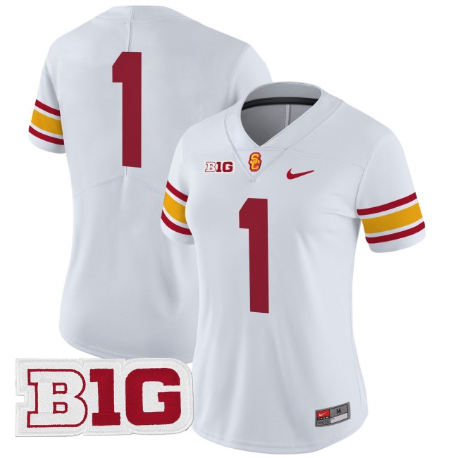 Women's USC Trojans #1 Throwback 2025 Nike Limited Football Jersey - White