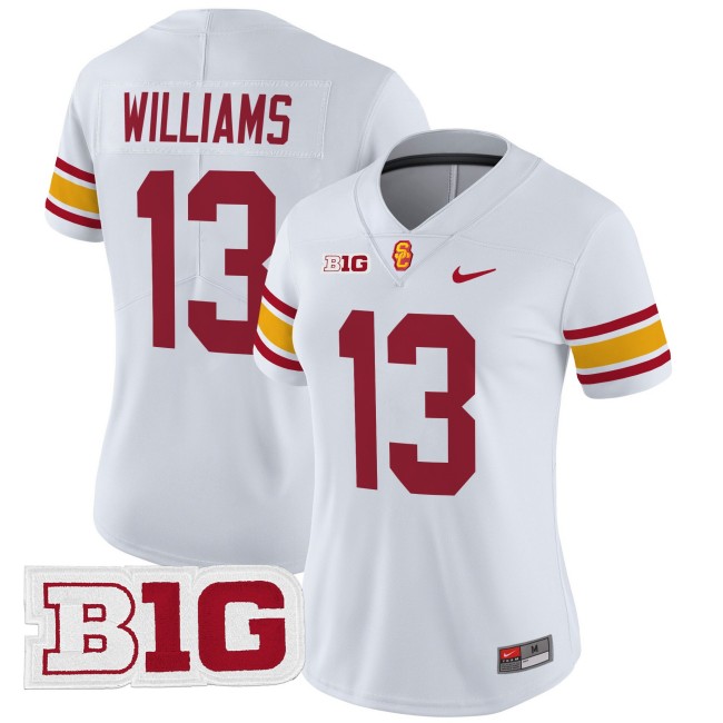 Women's USC Trojans #13 Caleb Williams Throwback 2025 Nike Limited Football Jersey - White