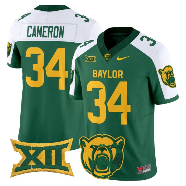 Men's Baylor Bears #34 Josh Cameron F.U.S.E. 2025 Vapor Limited V2 Jersey - Green White