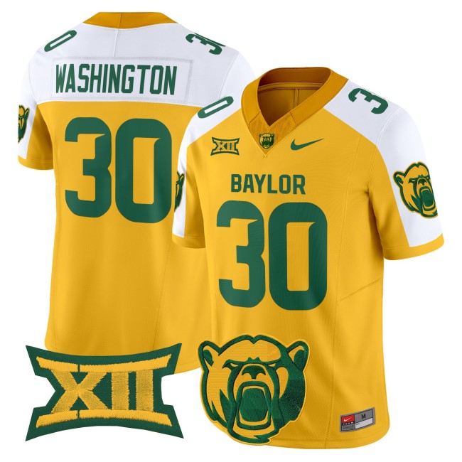 Men's Baylor Bears #30 Bryson Washington F.U.S.E. 2025 Vapor Limited V2 Jersey - Gold White