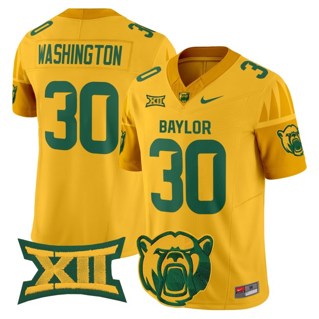 Men's Baylor Bears #30 Bryson Washington F.U.S.E. 2025 Vapor Limited V2 Jersey - Gold