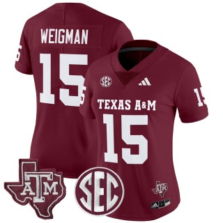 Women's Texas A&M Aggies #15 Conner Weigman 2025 Vapor Limited Jersey - Maroon