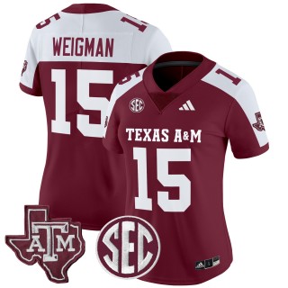 Women's Texas A&M Aggies #15 Conner Weigman 2025 Vapor Limited Jersey - Maroon Alternate