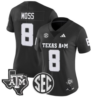 Women's Texas A&M Aggies #8 Le'Veon Moss 2025 Vapor Limited Jersey - Black