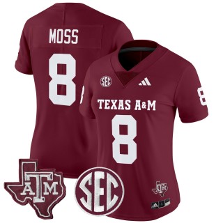 Women's Texas A&M Aggies #8 Le'Veon Moss 2025 Vapor Limited Jersey - Maroon