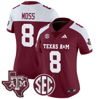 Women's Texas A&M Aggies #8 Le'Veon Moss 2025 Vapor Limited Jersey - Maroon Alternate