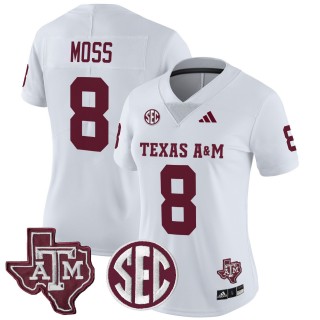 Women's Texas A&M Aggies #8 Le'Veon Moss 2025 Vapor Limited Jersey - White