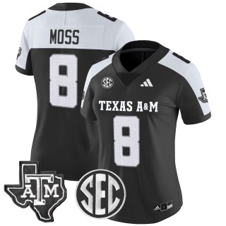 Women's Texas A&M Aggies #8 Le'Veon Moss 2025 Vapor Limited Jersey - Black Alternate