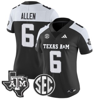 Women's Texas A&M Aggies #6 Cyrus Allen 2025 Vapor Limited Jersey - Black Alternate