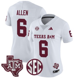 Women's Texas A&M Aggies #6 Cyrus Allen 2025 Vapor Limited Jersey - White
