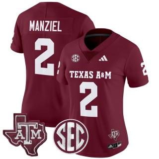 Women's Texas A&M Aggies #2 Johnny Manziel 2025 Vapor Limited Jersey - Maroon