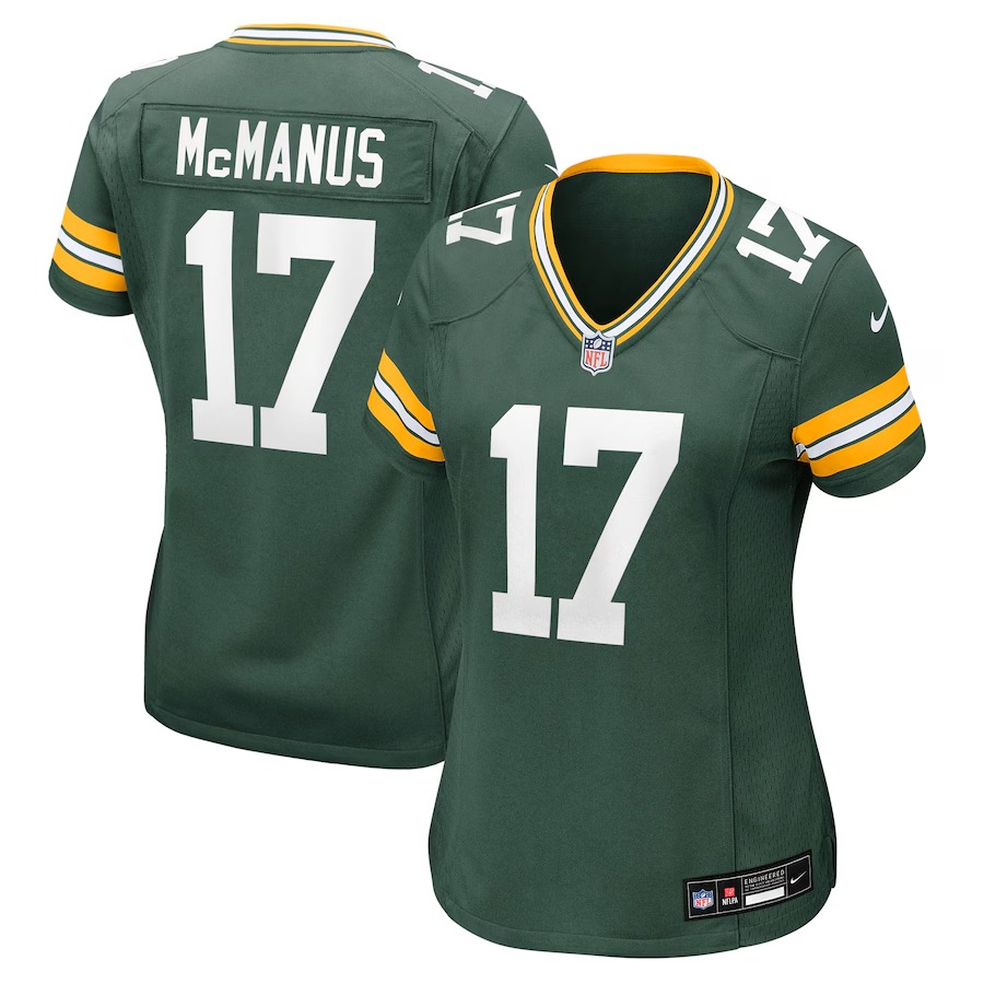 Women's Green Bay Packers #17 Brandon McManus Green Nike Team Stitched Game Jersey Women's Green Bay Packers #17 Brandon McManus Green Nike Team Stitched Game Jersey