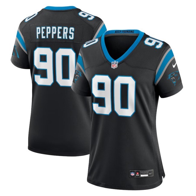 Women's Carolina Panthers #90 Julius Peppers Black Retired Player Nike Game Stitched Jersey Women's Carolina Panthers #90 Julius Peppers Black Retired Player Nike Game Stitched Jersey