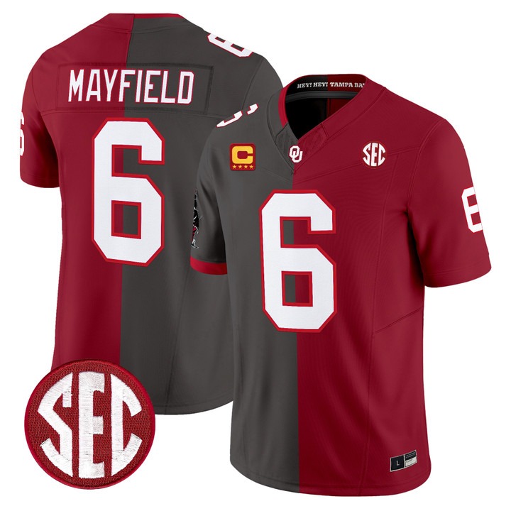 Men's Tampa Bay Buccaneers #6 Baker Mayfield OU Split Vapor Limited Stitched Jersey