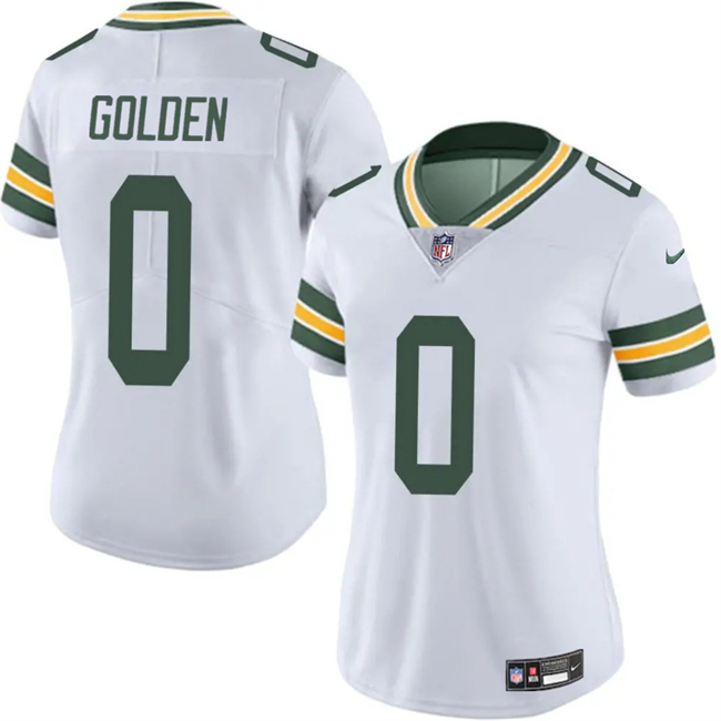 Women's Green Bay Packers #0 Matthew Golden White 2025 Draft Vapor Untouchable Limited Stitched Football Jersey(Run Small) Women's Green Bay Packers #0 Matthew Golden White 2025 Draft Vapor Untouchable Limited Stitched Football Jersey(Run Small)