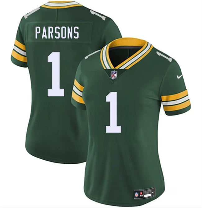 Women's Green Bay Packers #1 Micah Parsons Green 2025 Vapor Untouchable Limited Stitched Football Jersey(Run Small) Women's Green Bay Packers #1 Micah Parsons Green 2025 Vapor Untouchable Limited Stitched Football Jersey(Run Small)