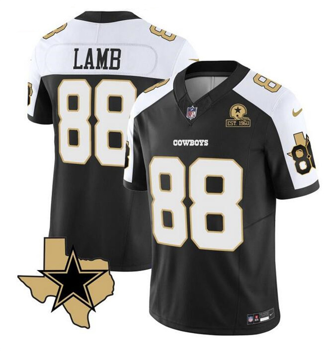 Women's Dallas Cowboys #88 CeeDee Lamb 2023 F.U.S.E. Black White With Established In 1960 Patch Stitched Football Jersey(Run Small) Women's Dallas Cowboys #88 CeeDee Lamb 2023 F.U.S.E. Black White With Established In 1960 Patch Stitched Football Jersey(Run Small)