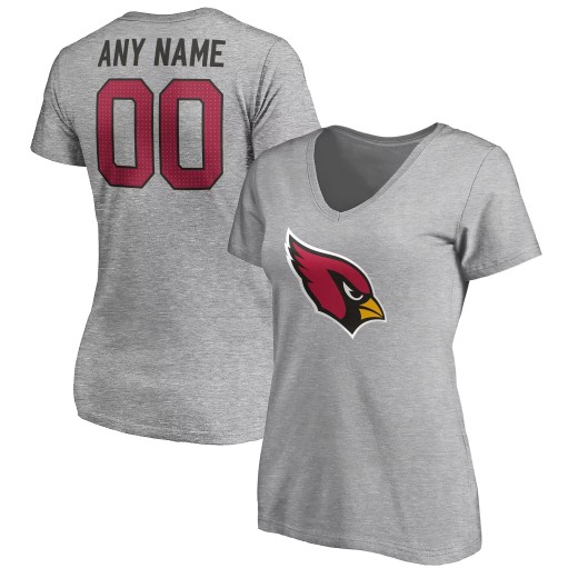 Women's Arizona Cardinals Team Custom V-Neck T-Shirt - Gray