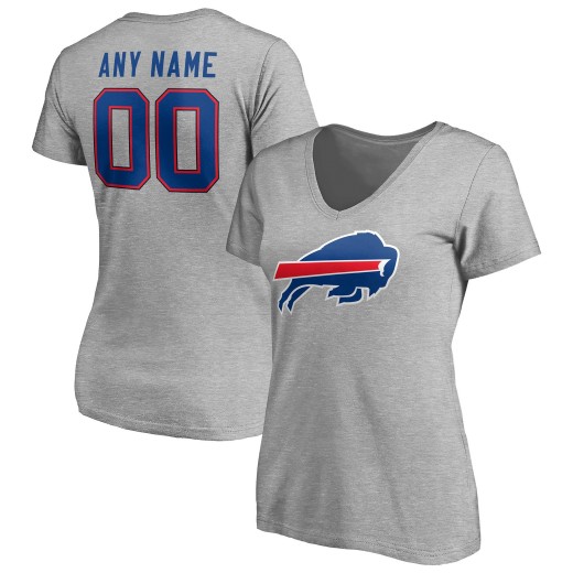 Women's Buffalo Bills Team Custom V-Neck T-Shirt - Gray