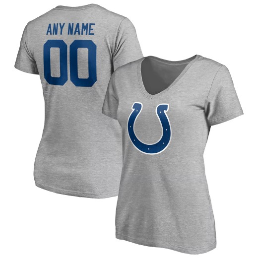 Women's Indianapolis Colts Team Custom V-Neck T-Shirt - Gray