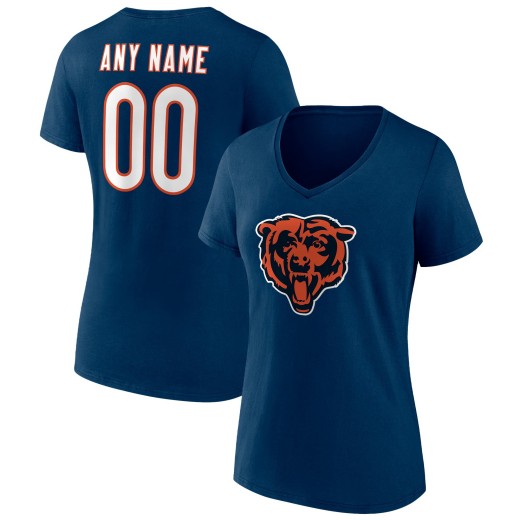 Women's Chicago Bears Team Personalized Name & Number V-Neck T-Shirt - Navy