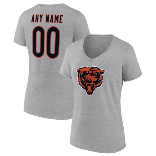 Women's Chicago Bears Team Custom V-Neck T-Shirt - Gray